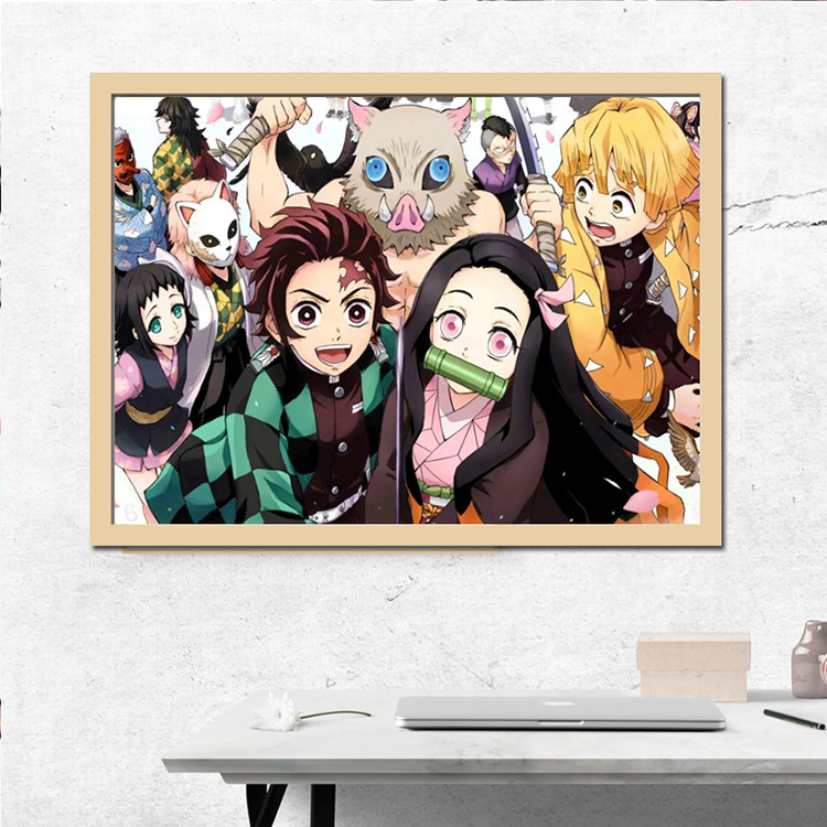 5d点贴钻十字绣卡通动漫鬼灭之刃全员满钻新款2023手工贴客厅卧室