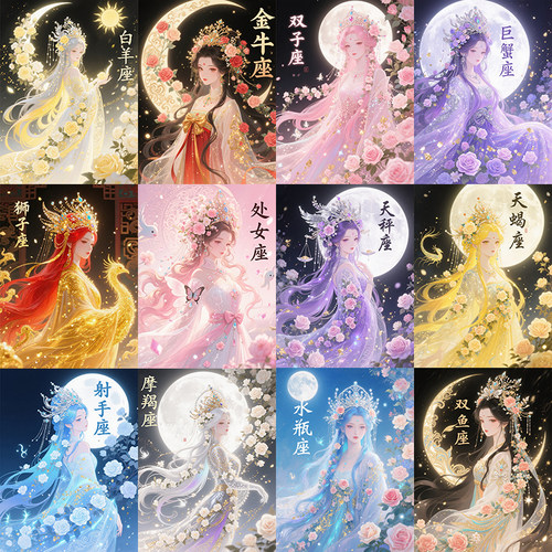 高颜值美少女十二星座钻石画客厅