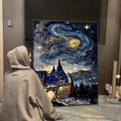钻石画满钻2025新款 梵高星空5d点贴钻十字绣霍格沃兹城堡客厅风景