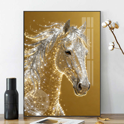 富贵风金色马匹手工钻石绣装饰画
