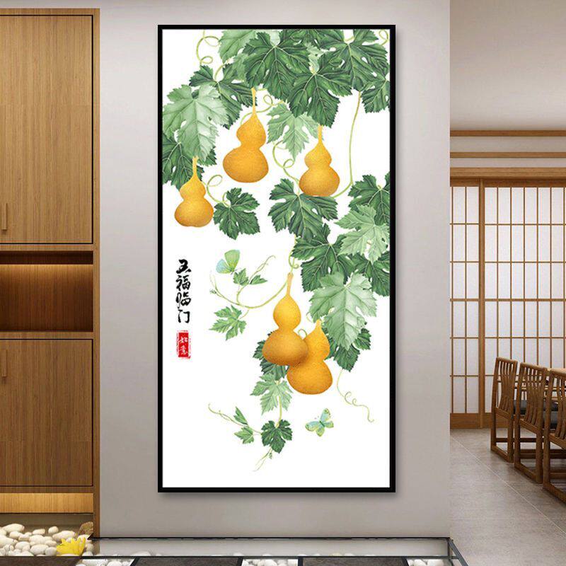 五福临门2026新款钻石画葫芦新中式5d点贴钻十字绣满钻玄关中国风