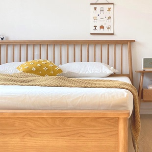 135温莎实木床带气压离地1.8米日式简约1米5白蜡木高箱1米2储物床