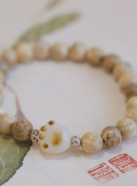 天然香樟木佛珠手串女菩提根猫爪手链男女情侣文玩念珠手链