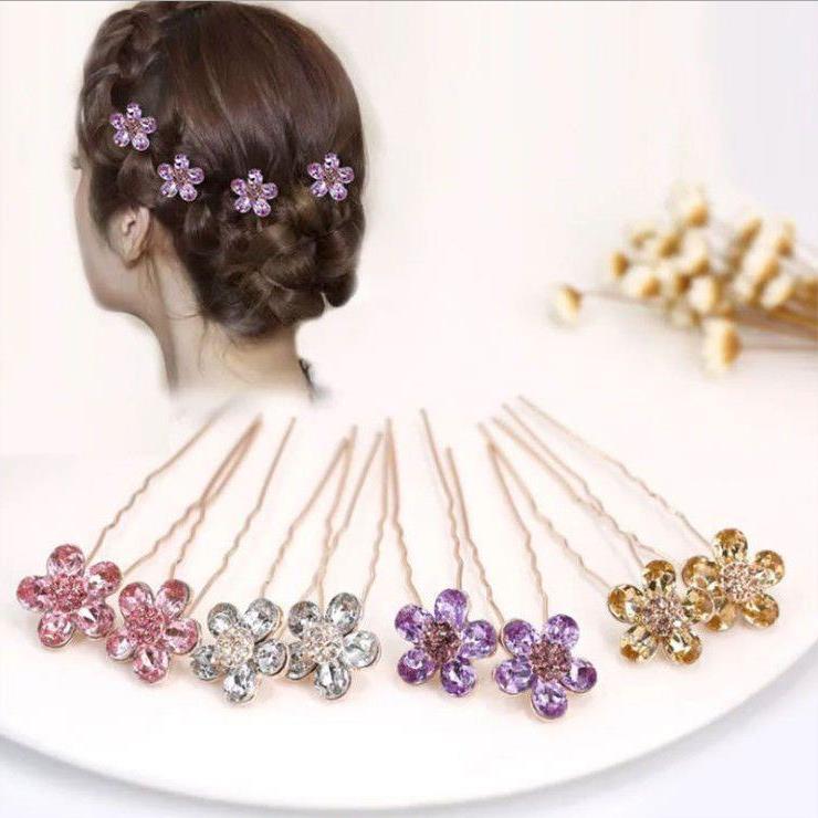 古风梅花u型夹发饰头饰插针水钻发插发夹套装盘发簪子女发簪发钗