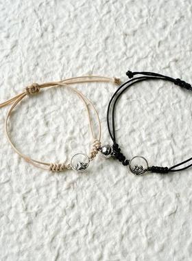 新款山盟海誓情侣手绳一对手工编织手链小众设计男女学生纪念礼物