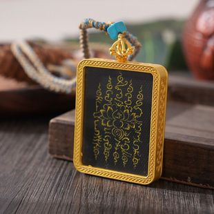 藏族个性札记拉姆唐卡项链民族风黑财神文殊菩萨吊坠文创饰品