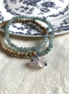 2026年新中式木纹珠拼接手串天然石手链女款轻奢小众精致新款手饰