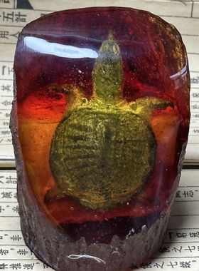 琥珀蜜蜡昆虫动物乌龟原石虫摆件蝎子标本工艺品办公室客厅雕刻