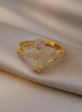 桃心五角星戒指女时尚轻奢小众个性ins潮网红开口高级感食指戒