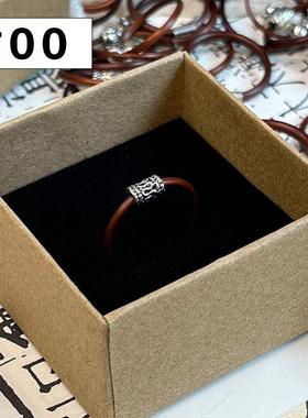 新款西藏鸡血藤戒指女男情侣对戒古风素尾戒小指本命年藏银手饰品