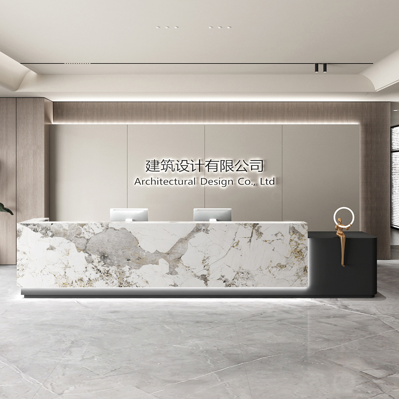 简约公司前台现代烤漆酒店大厅吧台收银台院美容口腔医接待台