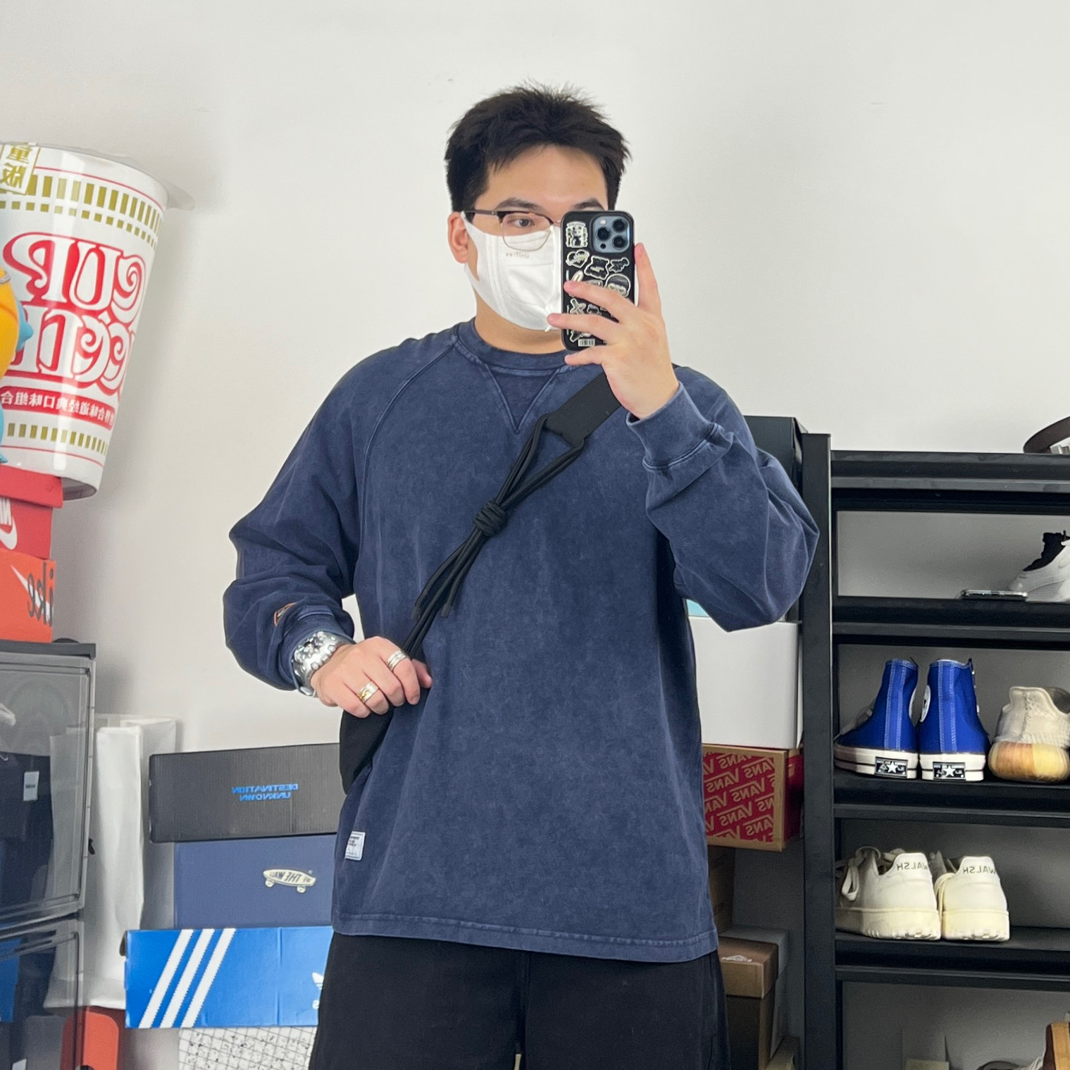 斌斌梨长袖日系复古男款做旧廓形剪裁基础T恤透气慵懒休闲体恤衫