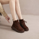 6227头层牛皮短靴女秋冬单靴加棉新款 真皮软底女鞋 中老年中筒靴