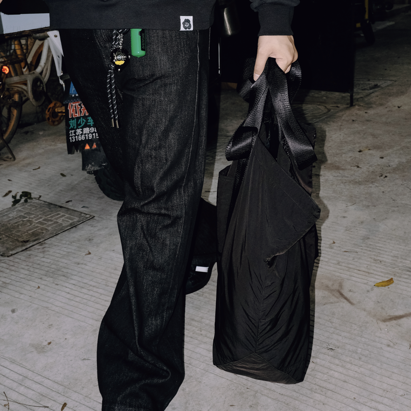 黑色直筒宽松原牛牛仔裤｜thatsnotbad