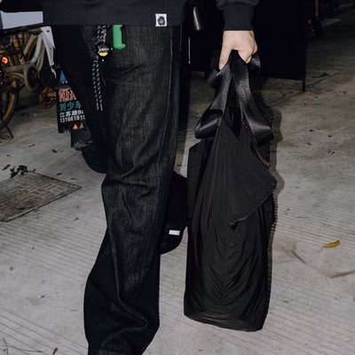 NOTBAD黑色直筒宽松原牛牛仔裤｜thatsnotbad