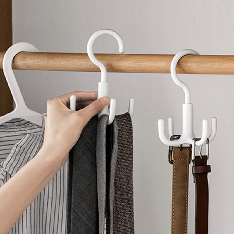 多功能创意360度可旋转四爪挂钩衣柜包包领带皮带收纳挂架置物架
