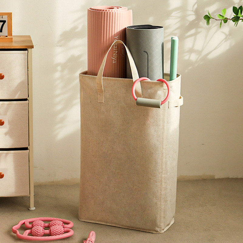 加厚棉麻瑜伽垫泡沫轴收纳筐大容量夹缝杂物折叠运动器材置物筐架,收纳整理,运动器材收纳用具,淘宝优惠券,粉丝福利购,淘宝优惠卷