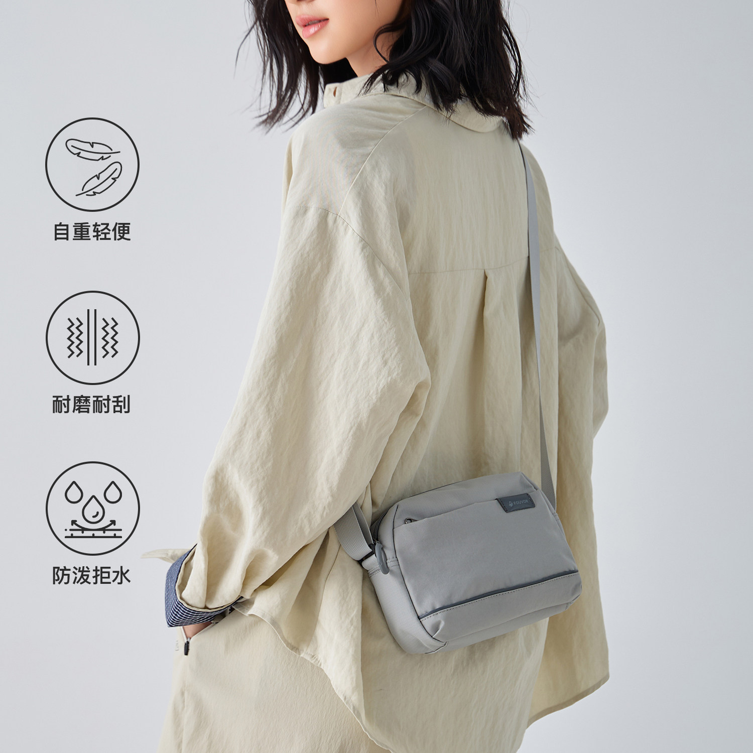 FOUVOR户外帆布女包新款轻便小挎包女日常手机包包牛津布小斜挎包