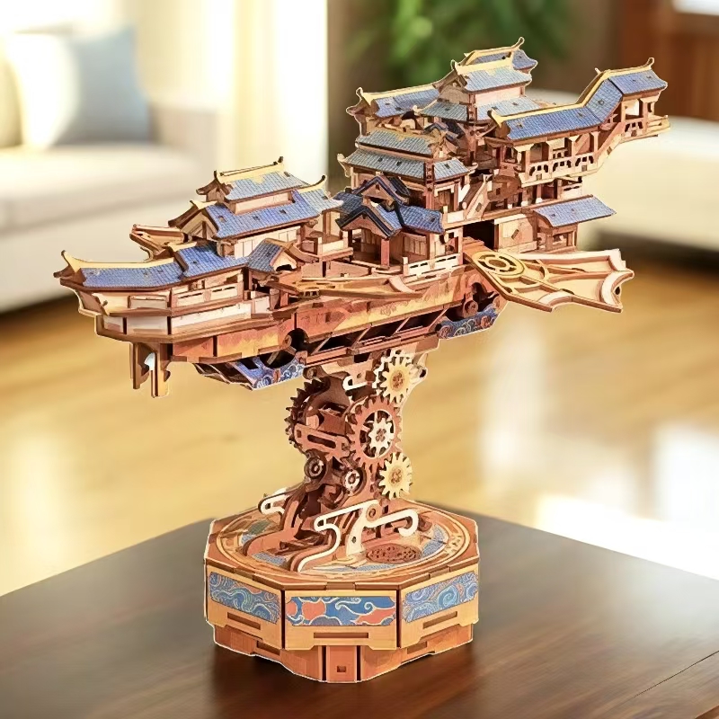 同趣流云飞舸积木玩具成人手工diy拼装飞船模型摆件生日礼物