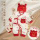 满月宝宝衣服红色婴儿连体衣新生婴儿服百天男女婴幼儿喜庆马套装