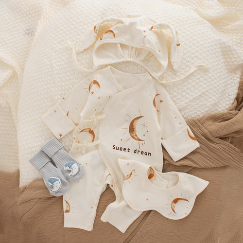 北欧月亮系列宝宝纯棉哈衣套装