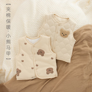 韩系小熊绗棉夹棉秋冬百搭小马甲