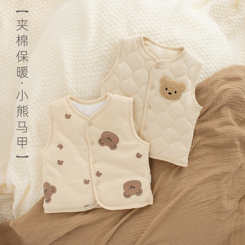 韩系小熊绗棉夹棉秋冬百搭小马甲