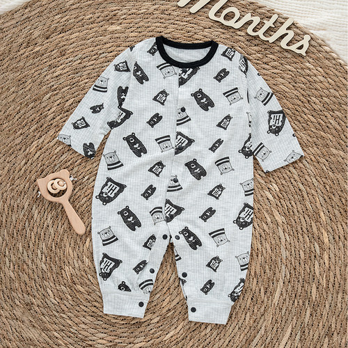 宝宝夏季超薄莫代尔长袖连体衣