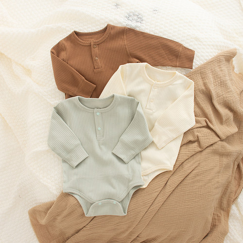 北欧简约风气质超弹棉坑条包屁衣