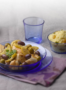 法国进口钢化玻璃杯 汤碗 鱼盘duralex多莱斯浅蓝色系列玻璃餐具