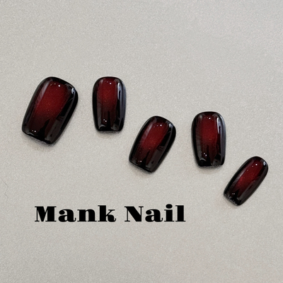 【禁区】小众高级黑红色猫眼显白美甲贴片短款-Mank纯手工穿戴甲