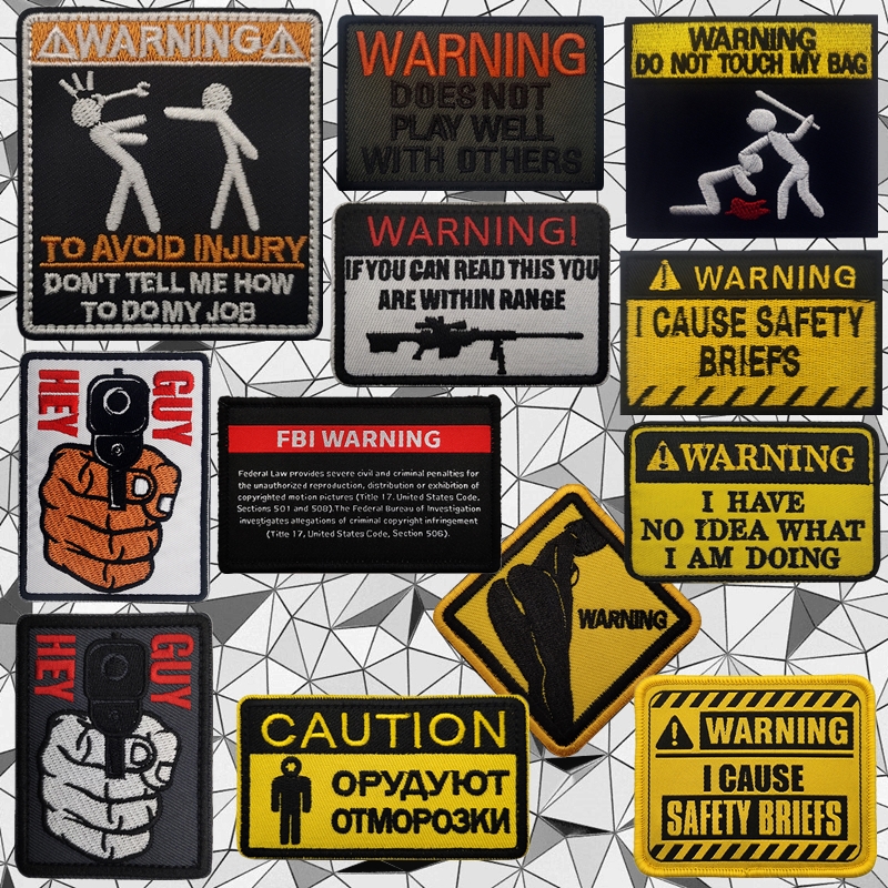 WARNING警告系列创意刺绣魔术贴徽章战术背心贴 背包贴士气章臂章