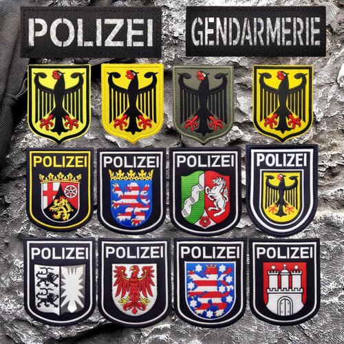 德国警长州旗臂章 POLIZEI联邦鹰魔术贴徽章战术士气章户外背包贴