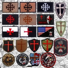 耶路撒冷骑士团十字军战术士气徽章刺绣魔术贴章个性臂章战术臂章