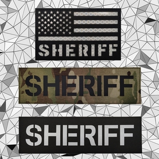 美国战术士气章 COS造型治安官SHERIFF大号背心魔术贴章 反光臂章