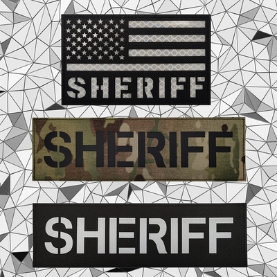 美国战术士气章 COS造型治安官SHERIFF大号背心魔术贴章 反光臂章