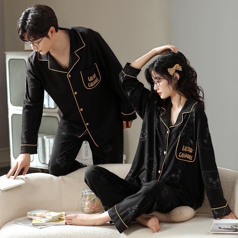 2025新款情侣睡衣春秋款纯棉长袖卡通大码高级感男女士家居服套装