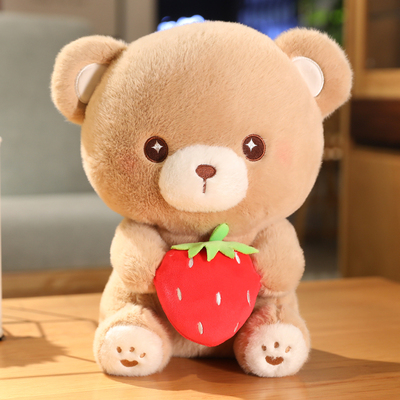 taobao agent Strawberry bear doll plush toy pillow sleeps cute bear doll cloth doll children's birthday gift girl