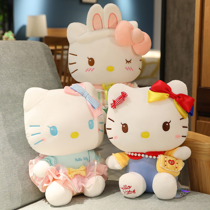 正版hellokitty公仔凯蒂猫玩偶毛绒玩具女孩KT猫娃娃睡觉女生抱枕-封面