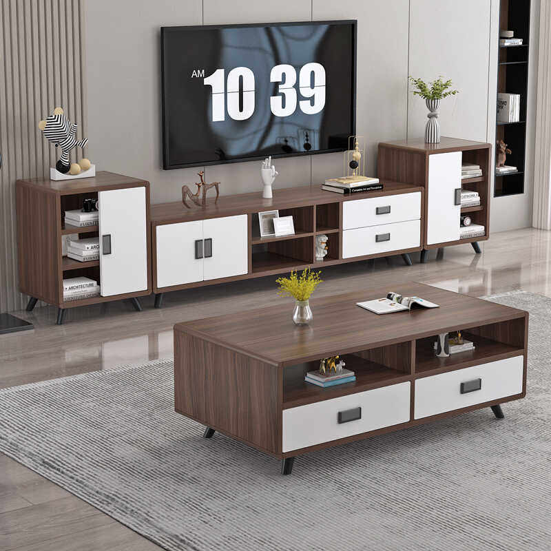 北欧电视柜茶几组合简约时尚实木经济型客厅卧室电视机柜组合套餐