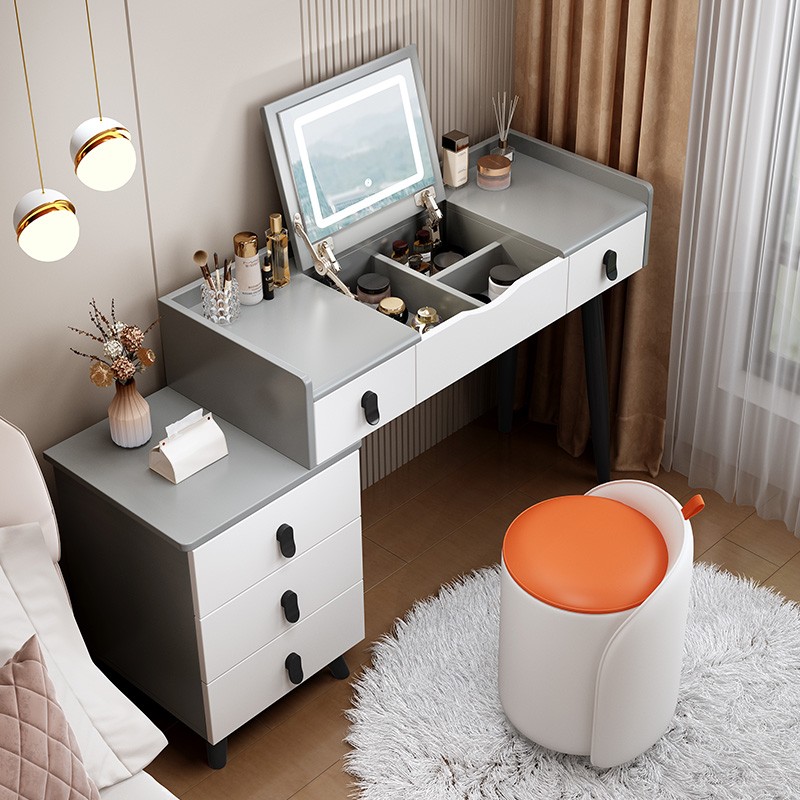 轻奢新款梳妆台卧室现代简约翻盖少女化妆台床头柜书桌一体化妆桌