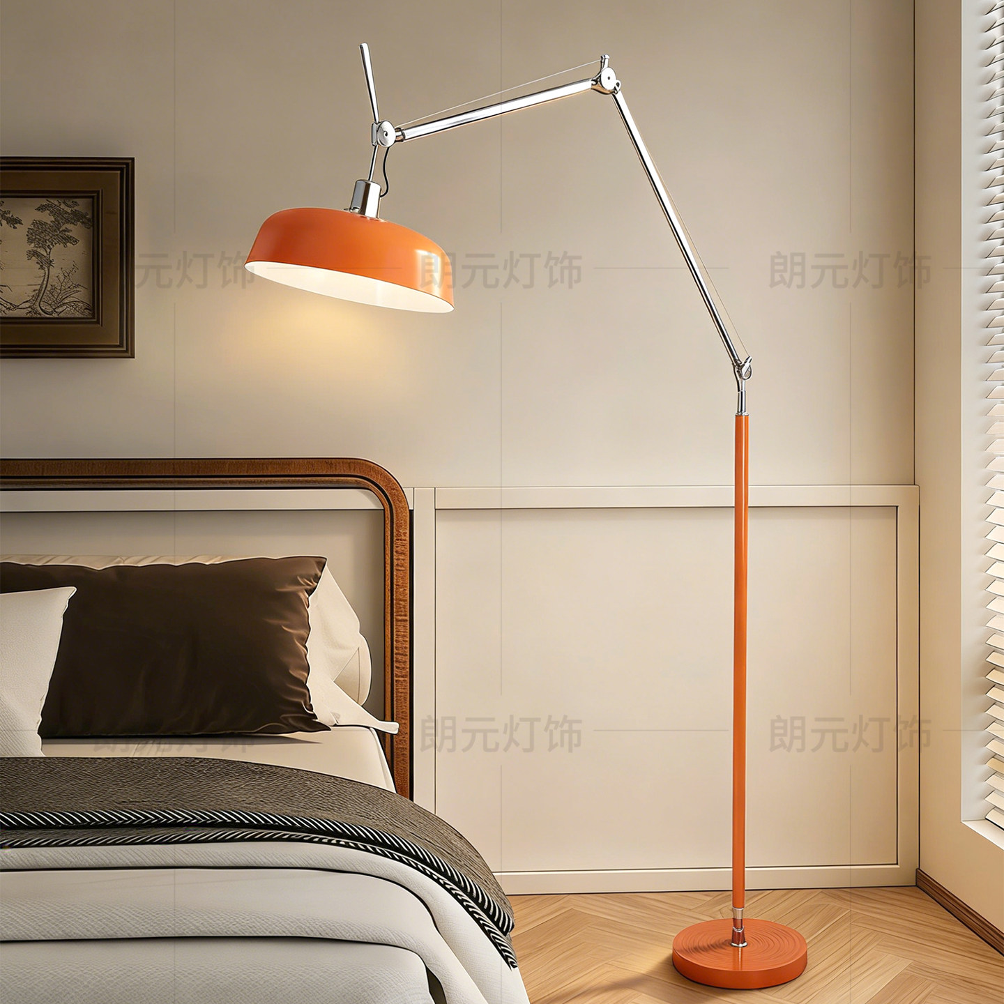 钓鱼灯双摇臂可调节铁艺折叠落地复古客厅极简办公装饰灯具氛围感