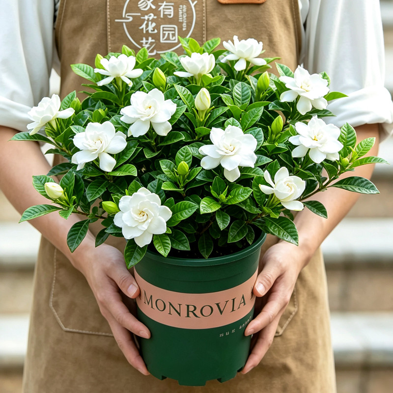 栀子花老桩盆栽带花苞四季花卉图片