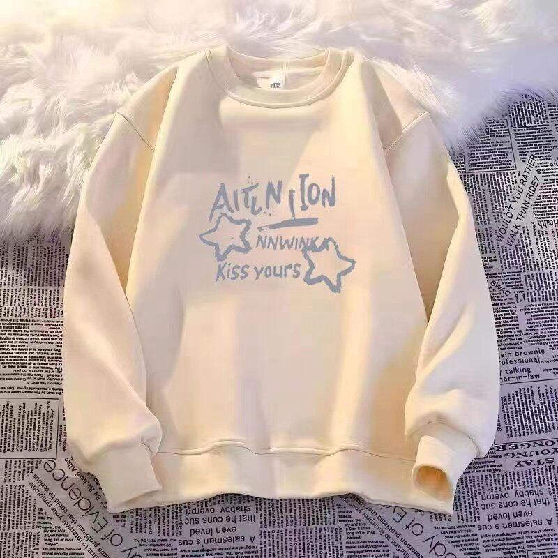 女童卫衣圆领儿童长袖上衣可爱星星印花宽松卫衣休闲洋气宽松韩版