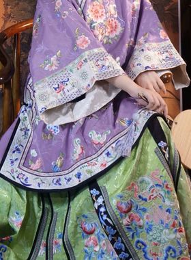 两件套溪月归清汉女马面裙民族套装氅衣仿刺绣印花晋商少奶奶服装