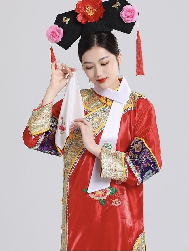 刺绣清朝服容嬷嬷福晋古装还珠格格甄嬛传小品年会演出服古风裙