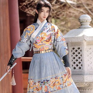 男女同款龙锦新款明制飞鱼服汉服锦衣卫蟒龙袍古装伴郎服装春秋款