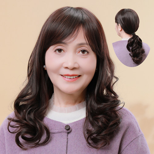 妈妈盖白发长卷发假发套减龄可扎