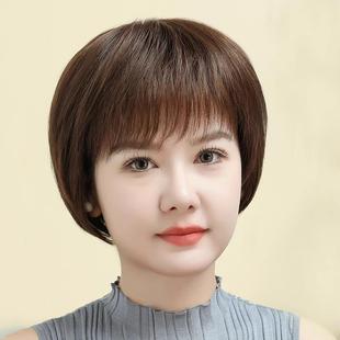假发女全头套中老年妈妈款女士波波头真人发丝自然全真假发套薄款