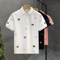 Летняя футболка polo, с медвежатами, с вышивкой, короткий рукав